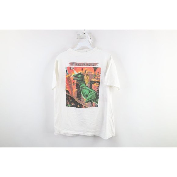 Vintage 80s Mens Medium Oingo Boingo More Nervous Energy Band T-Shirt White